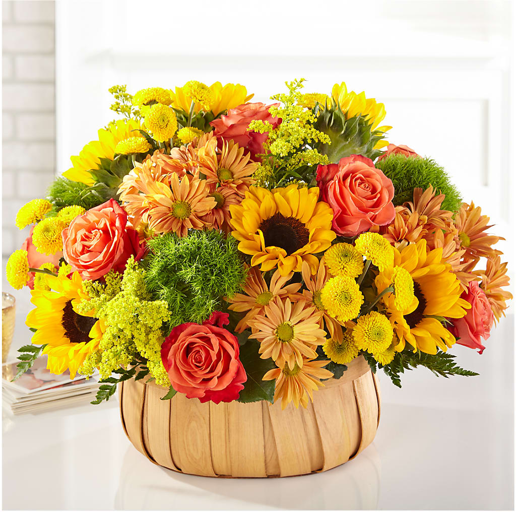 Harvest Sunflower Basket – LESSLY'S FLOWERS, Columbia Heights MN