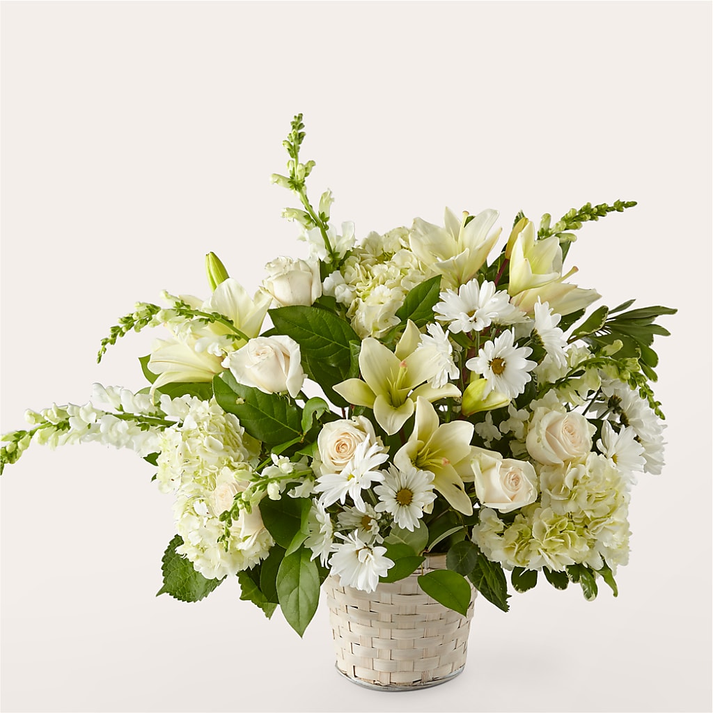 Ivory Elegance Floral Basket – LESSLY'S FLOWERS, Columbia Heights MN