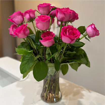 Long Stem Pink Rose Bouquet – LESSLY'S FLOWERS, Columbia Heights MN