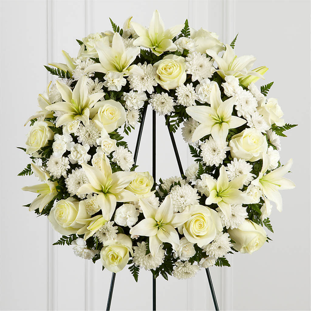 Treasured Tribute Wreath – LESSLY'S FLOWERS, Columbia Heights MN