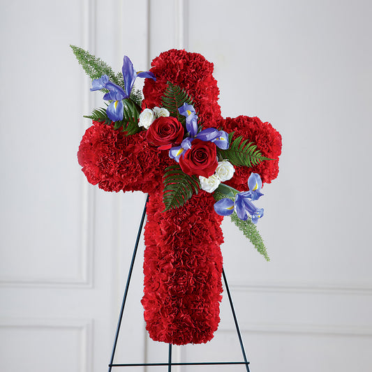 Faithful Hero Floral Cross – LESSLY'S FLOWERS, Columbia Heights MN