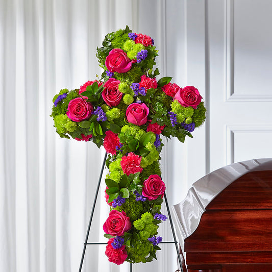Tribute Rose Floral Cross – LESSLY'S FLOWERS, Columbia Heights MN