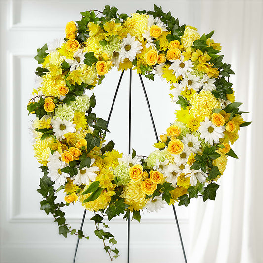 Golden Remembrance Wreath – LESSLY'S FLOWERS, Columbia Heights MN