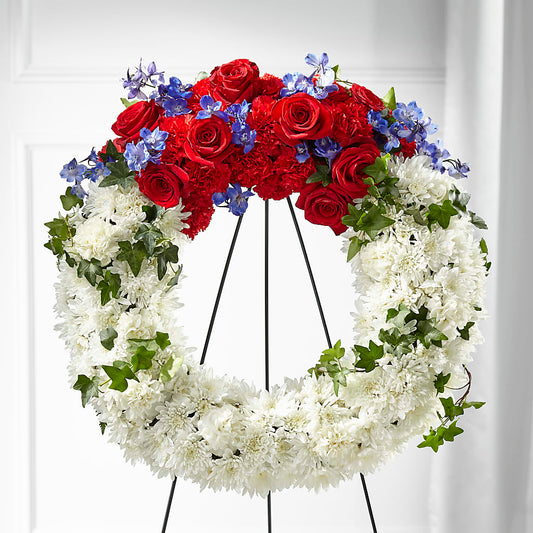 Patriotic Passion Wreath – LESSLY'S FLOWERS, Columbia Heights MN