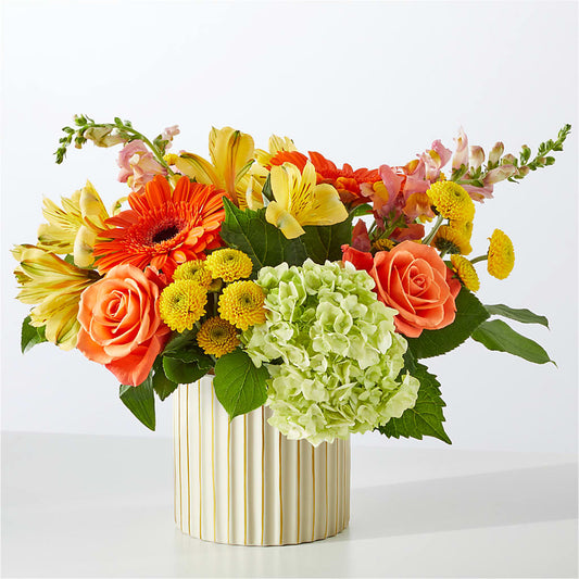 Autumn Sunshine Bouquet with Ivory Vase – LESSLY'S FLOWERS, Columbia Heights MN