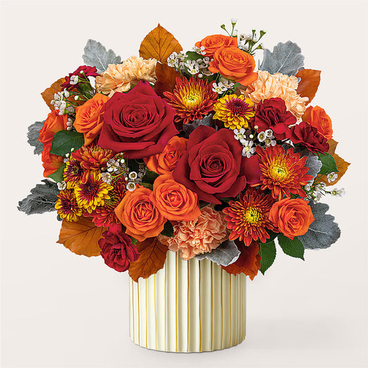 Merlot Bouquet with Ivory Vase – LESSLY'S FLOWERS, Columbia Heights MN