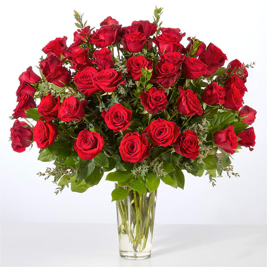 Forever Yours Fifty Stem Red Rose Bouquet – LESSLY'S FLOWERS, Columbia Heights MN